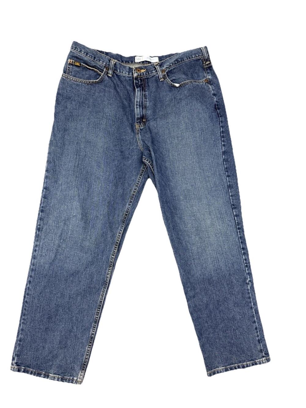 Vintage Lee Jeans Mens 38X30 Blue Denim Relaxed Fit Straight Leg